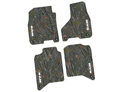 Factory Floorpan Fit Tire Tread/Scorched Earth Scene Front and Rear Floor Mats with White RAM Text Insert; Rugged Woods (19-24 RAM 2500 Crew Cab)