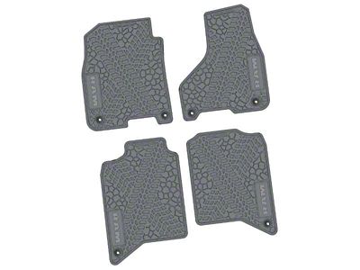 Factory Floorpan Fit Tire Tread/Scorched Earth Scene Front and Rear Floor Mats with RAM Text Insert; Grey (19-24 RAM 2500 Crew Cab)
