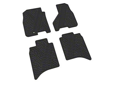 Factory Floorpan Fit Tire Tread/Scorched Earth Scene Front and Rear Floor Mats; Black (10-11 RAM 3500 Crew Cab, Mega Cab)