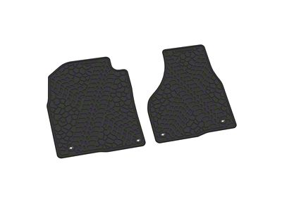 Factory Floorpan Fit Tire Tread/Scorched Earth Scene Front Floor Mats; Black (12-18 RAM 3500 Regular Cab)