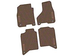 Factory Floorpan Fit Tire Tread/Scorched Earth Scene Front and Rear Floor Mats with RAM Logo and Text Insert; Brown (19-24 RAM 3500 Crew Cab)