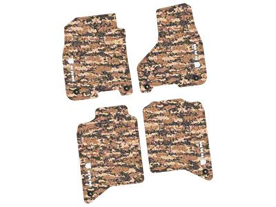 Factory Floorpan Fit Tire Tread/Scorched Earth Scene Front and Rear Floor Mats with White RAM Logo and Text Insert; Cyberflage Camouflage (19-24 RAM 3500 Crew Cab)