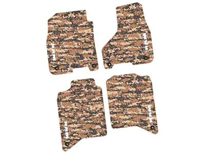 Factory Floorpan Fit Tire Tread/Scorched Earth Scene Front and Rear Floor Mats with White RAM Text Insert; Cyberflage Camouflage (19-24 RAM 3500 Crew Cab)