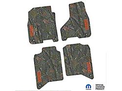Factory Floorpan Fit Tire Tread/Scorched Earth Scene Front and Rear Floor Mats with Orange Power Wagon Insert; Rugged Woods (19-24 RAM 3500 Crew Cab)