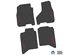 Factory Floorpan Fit Tire Tread/Scorched Earth Scene Front and Rear Floor Mats with Red Big Horn Insert; Black (19-24 RAM 3500 Crew Cab)
