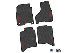 Factory Floorpan Fit Tire Tread/Scorched Earth Scene Front and Rear Floor Mats with Red Laramie Insert; Black (19-24 RAM 3500 Crew Cab)