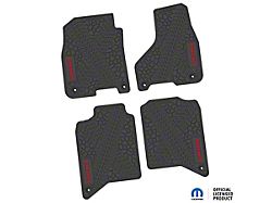 Factory Floorpan Fit Tire Tread/Scorched Earth Scene Front and Rear Floor Mats with Red Longhorn Insert; Black (19-24 RAM 3500 Crew Cab)