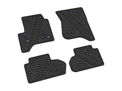 FLEXTREAD Factory Floorpan Fit Tire Tread/Scorched Earth Scene Front and Rear Floor Mats; Black (14-18 Sierra 1500 Double Cab)