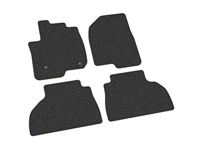 FLEXTREAD Factory Floorpan Fit Tire Tread/Scorched Earth Scene Front and Rear Floor Mats; Black (19-24 Sierra 1500 Double Cab)