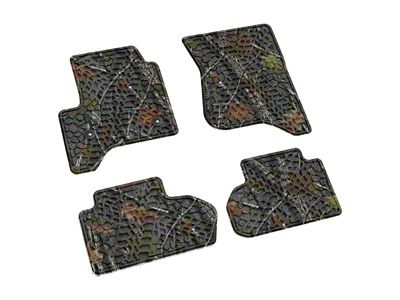 Factory Floorpan Fit Tire Tread/Scorched Earth Scene Front and Rear Floor Mats; Rugged Woods Camouflage (14-18 Sierra 1500 Double Cab)