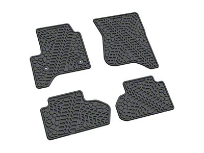 Factory Floorpan Fit Tire Tread/Scorched Earth Scene Front and Rear Floor Mats; Grey (15-19 Sierra 2500 HD Double Cab)