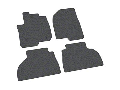 FLEXTREAD Factory Floorpan Fit Tire Tread/Scorched Earth Scene Front and Rear Floor Mats; Grey (20-24 Sierra 2500 HD Double Cab)