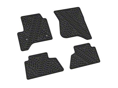 Factory Floorpan Fit Tire Tread/Scorched Earth Scene Front and Rear Floor Mats; Black (15-19 Sierra 3500 HD Crew Cab)