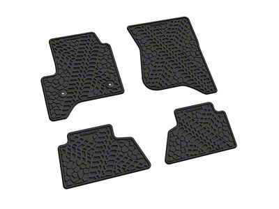 FLEXTREAD Factory Floorpan Fit Tire Tread/Scorched Earth Scene Front and Rear Floor Mats; Black (15-19 Sierra 3500 HD Crew Cab)