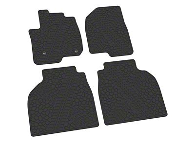 FLEXTREAD Factory Floorpan Fit Tire Tread/Scorched Earth Scene Front and Rear Floor Mats; Black (20-24 Sierra 3500 HD Crew Cab)