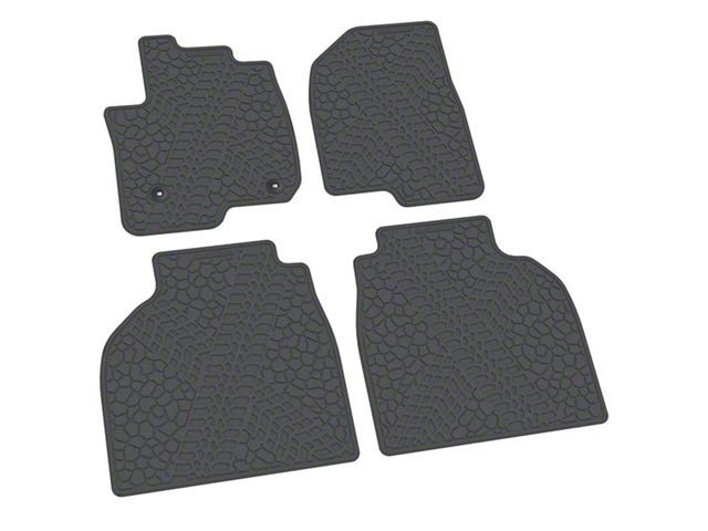 FLEXTREAD Factory Floorpan Fit Tire Tread/Scorched Earth Scene Front and Rear Floor Mats; Grey (20-24 Sierra 3500 HD Crew Cab)