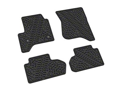 Factory Floorpan Fit Tire Tread/Scorched Earth Scene Front and Rear Floor Mats; Black (14-18 Silverado 1500 Double Cab)