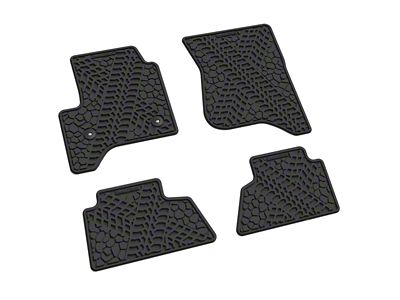 FLEXTREAD Factory Floorpan Fit Tire Tread/Scorched Earth Scene Front and Rear Floor Mats; Black (14-18 Silverado 1500 Crew Cab)