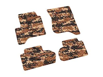 Factory Floorpan Fit Tire Tread/Scorched Earth Scene Front and Rear Floor Mats; Cyberflage Camouflage (14-18 Silverado 1500 Double Cab)