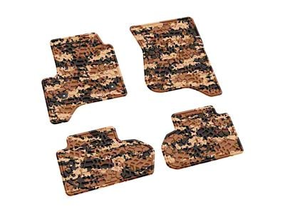 FLEXTREAD Factory Floorpan Fit Tire Tread/Scorched Earth Scene Front and Rear Floor Mats; Cyberflage Camouflage (14-18 Silverado 1500 Double Cab)