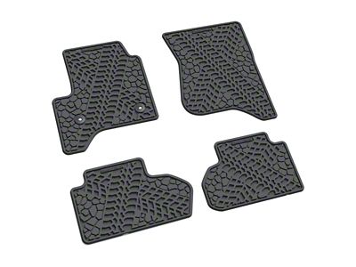 FLEXTREAD Factory Floorpan Fit Tire Tread/Scorched Earth Scene Front and Rear Floor Mats; Grey (14-18 Silverado 1500 Double Cab)