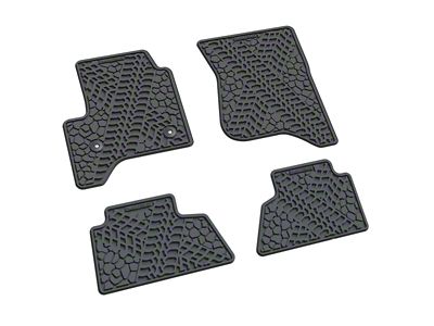 FLEXTREAD Factory Floorpan Fit Tire Tread/Scorched Earth Scene Front and Rear Floor Mats; Grey (14-18 Silverado 1500 Crew Cab)