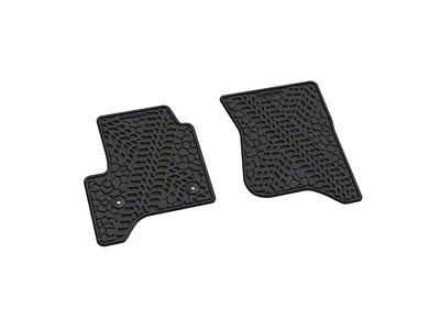 Factory Floorpan Fit Tire Tread/Scorched Earth Scene Front Floor Mats; Black (14-18 Silverado 1500 Regular Cab)