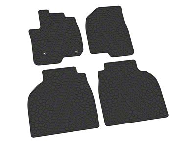 Factory Floorpan Fit Tire Tread/Scorched Earth Scene Front and Rear Floor Mats; Black (20-25 Silverado 2500 HD Crew Cab)