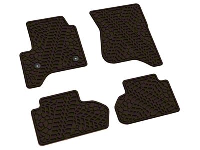 FLEXTREAD Factory Floorpan Fit Tire Tread/Scorched Earth Scene Front and Rear Floor Mats; Brown (15-19 Silverado 2500 HD Double Cab)