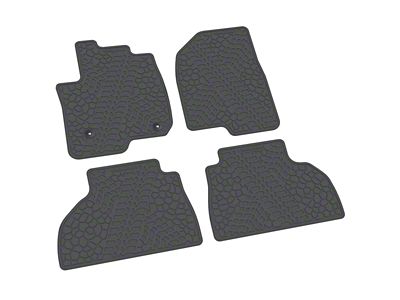 Factory Floorpan Fit Tire Tread/Scorched Earth Scene Front and Rear Floor Mats; Grey (20-25 Silverado 3500 HD Double Cab)