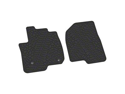 Factory Floorpan Fit Tire Tread/Scorched Earth Scene Front Floor Mats; Black (20-25 Silverado 3500 HD Regular Cab)