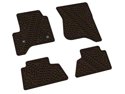 Factory Floorpan Fit Tire Tread/Scorched Earth Scene Front and Rear Floor Mats; Brown (15-19 Silverado 3500 HD Crew Cab)