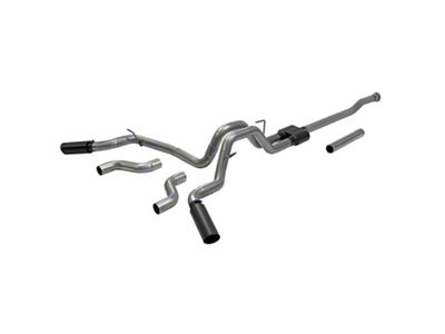 Flowmaster Outlaw Dual Exhaust System with Black Tips; Side/Rear Exit (21-24 2.7L EcoBoost F-150)