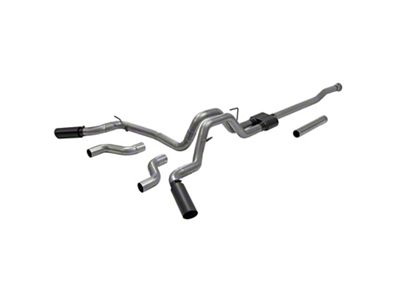 Flowmaster Outlaw Dual Exhaust System with Black Tips; Side/Rear Exit (21-25 2.7L EcoBoost F-150)