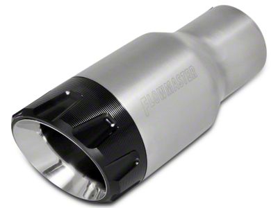 Flowmaster Angle Cut Round Exhaust Tip; 3.50-Inch; Brushed Black (Fits 2.50-Inch Tailpipe)