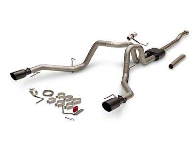 Flowmaster American Thunder Dual Exhaust System with Black Tips; Rear Exit (21-25 3.5L PowerBoost F-150 w/ Factory Dual Exhaust)