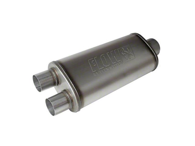 Flowmaster FlowFX Center/Dual Out Oval Muffler; 3.50-Inch / 2.50-Inch (Universal; Some Adaptation May Be Required)