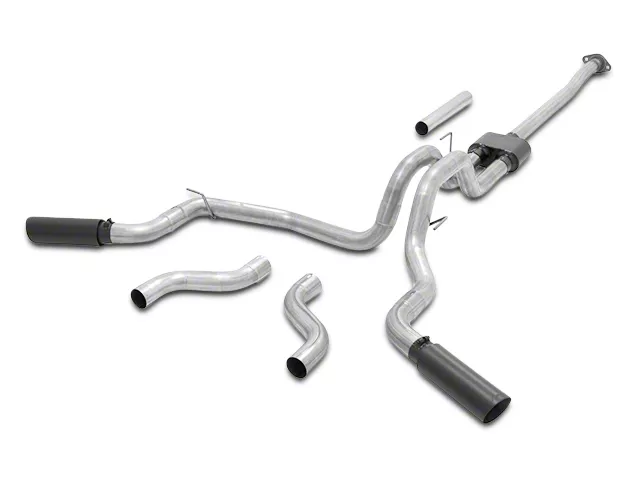 Flowmaster Outlaw Dual Exhaust System with Black Tips; Side/Rear Exit (15-20 2.7L EcoBoost F-150)