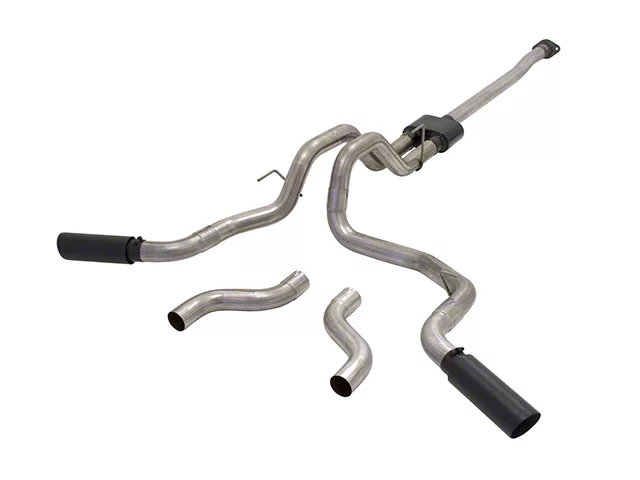 Flowmaster Outlaw Dual Exhaust System with Black Tips; Side/Rear Exit (15-20 5.0L F-150)