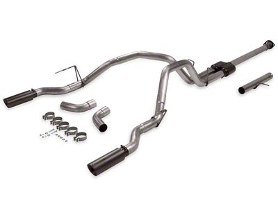 Flowmaster Outlaw Dual Exhaust System with Black Tips; Side/Rear Exit (19-24 5.7L RAM 1500)