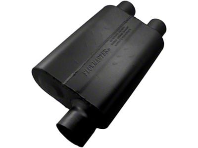 Flowmaster 40 Series Delta Flow Offset/Dual Out Oval Muffler; 3-Inch Inlet/2.50-Inch Outlet (Universal; Some Adaptation May Be Required)