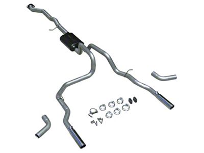 Flowmaster American Thunder Dual Exhaust System with Polished Tips; Side/Rear Exit (99-06 5.3L Sierra 1500)
