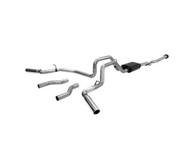 Flowmaster American Thunder Stainless Steel Dual Exhaust System with Polished Tips; Side/Rear Exit (99-06 4.8L/5.3L Sierra 1500 Extended Cab w/ 6.50-Foot Standard Box)