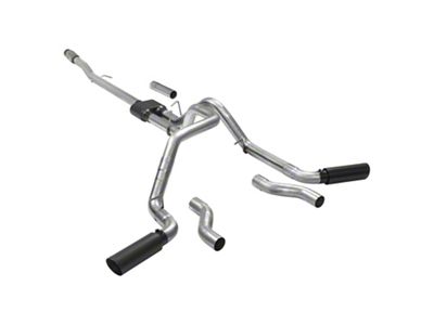 Flowmaster Outlaw Dual Exhaust System with Black Tips; Side/Rear Exit (19-24 5.3L Sierra 1500 w/o Factory Dual Exhaust)