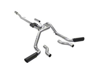 Flowmaster Outlaw Dual Exhaust System with Black Tips; Side/Rear Exit (19-23 5.3L Sierra 1500 w/o Factory Dual Exhaust)
