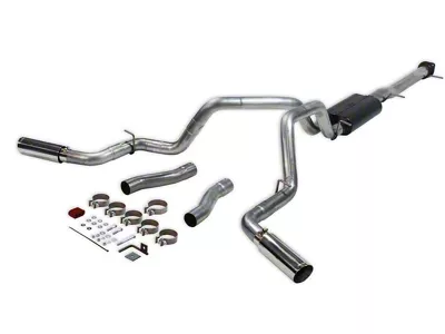 Flowmaster American Thunder Dual Exhaust System with Polished Tips; Side/Rear Exit (20-23 6.6L Gas Sierra 2500 HD Crew Cab w/ 6.90-Foot Standard Box)