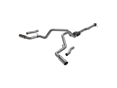 Flowmaster Outlaw Dual Exhaust System with Polished Tips; Side/Rear Exit (20-23 6.6L Gas Sierra 2500 HD)