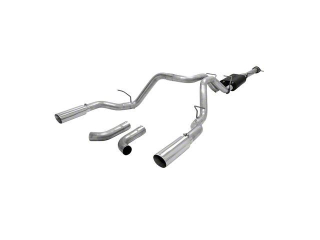 Flowmaster American Thunder Dual Exhaust System with Polished Tips; Side/Rear Exit (11-19 6.0L Sierra 3500 HD)