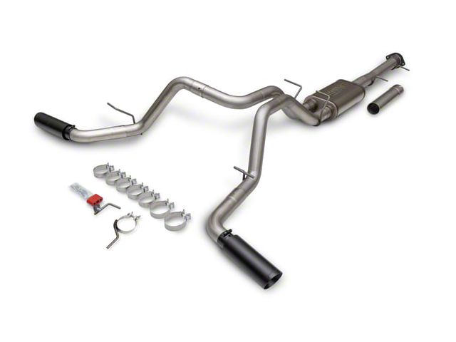 Flowmaster FlowFX Dual Exhaust System with Black Tips; Side Exit (11-19 6.0L Sierra 3500 HD w/ 6.50-Foot Standard Box)