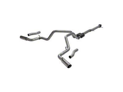 Flowmaster Outlaw Dual Exhaust System with Polished Tips; Side/Rear Exit (20-24 6.6L Gas Sierra 3500 HD)